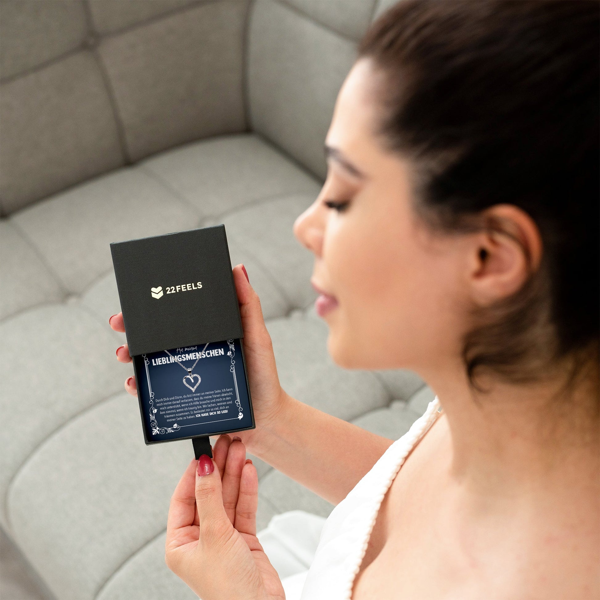 22Feels® An Meinen Lieblingsmenschen Frauen Schmuck Silber 925/000 Freundschaftkette Beste Freundin Geschenk Collier Herz Bestie BFF mit Karte Mädchen Damen Geburtstag Bestie BFF-Schmuck mit Botschaftskarte - Herz21-22Feels