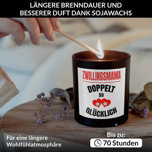 22Feels® Zwillingsmama Geschenk HANDGEMACHTE Sojawachs Duft-Kerze im Glas (ZITRUS, VEGAN)-Spruchkerzen B1K1-22Feels