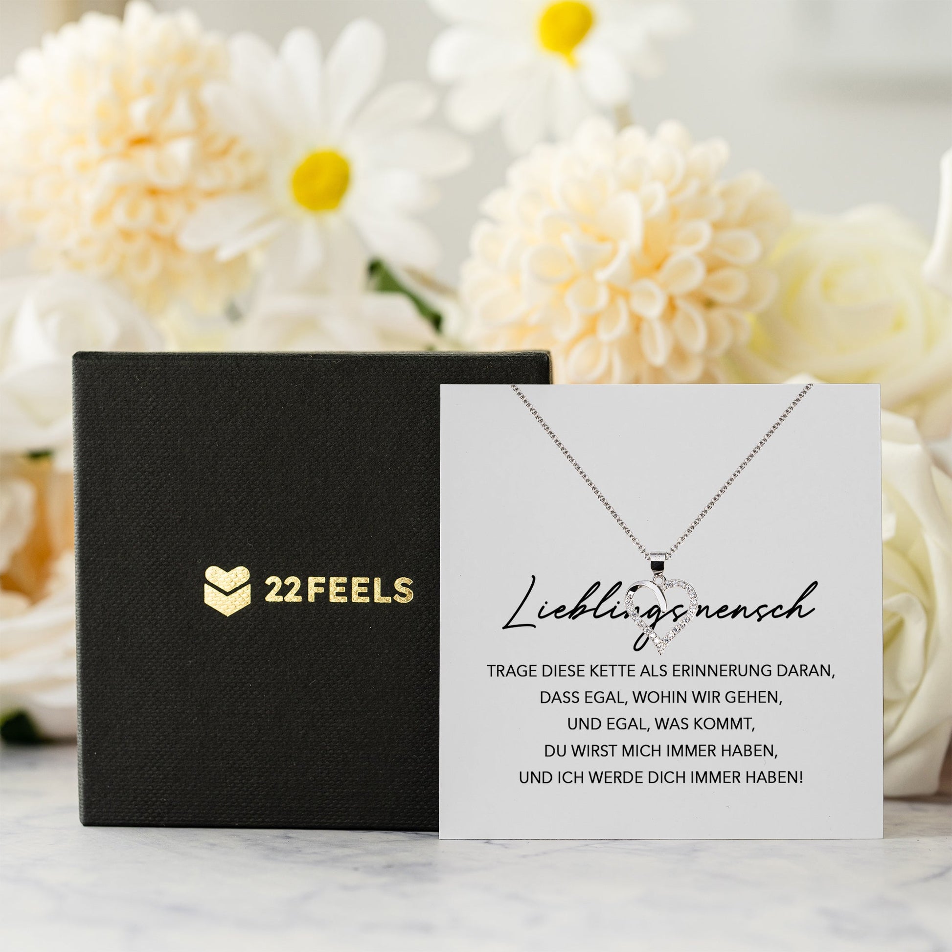 22Feels® Freundschaftkette Beste Freundin Geschenk Silber 925/000 Schmuck Frauen Mein Lieblingsmensch Collier Herz Anhaenger mit Karte Mädchen Damen Geburtstag Bestie BFF-Schmuck mit Botschaftskarte - Herz21-22Feels