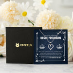 22Feels® Königin Freundschaftkette Beste Freundin Geschenk Silber 925/000 Schmuck Frauen Collier Herz Anhaenger mit Karte Mädchen Damen Geburtstag Bestie BFF-Schmuck mit Botschaftskarte - Herz21-22Feels