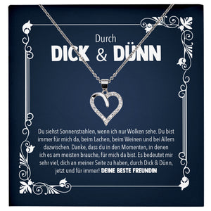 22Feels® Durch Dick und Dünn Freundschaftkette Beste Freundin Geschenk Silber 925/000 Schmuck Frauen Collier Herz Anhaenger mit Karte Mädchen Damen Geburtstag Bestie BFF-Schmuck mit Botschaftskarte - Herz21-22Feels