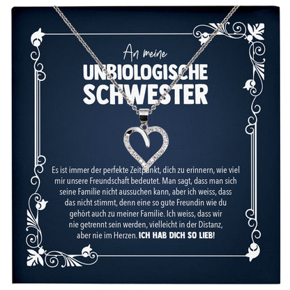 22Feels® Unbiologische Schwester Beste Freundin Geschenk Silber 925/000 Schmuck Frauen Collier Herz Anhaenger mit Karte Mädchen Damen Geburtstag Bestie BFF-Schmuck mit Botschaftskarte - Herz21-22Feels