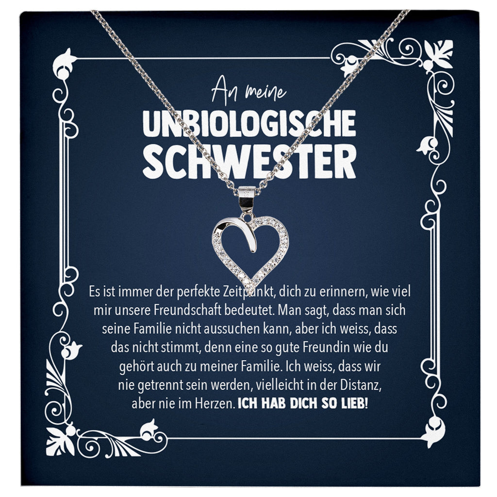 22Feels® Unbiologische Schwester Beste Freundin Geschenk Silber 925/000 Schmuck Frauen Collier Herz Anhaenger mit Karte Mädchen Damen Geburtstag Bestie BFF-Schmuck mit Botschaftskarte - Herz21-22Feels