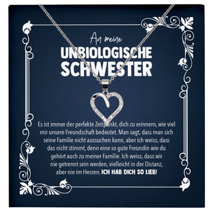 22Feels® Unbiologische Schwester Beste Freundin Geschenk Silber 925/000 Schmuck Frauen Collier Herz Anhaenger mit Karte Mädchen Damen Geburtstag Bestie BFF-Schmuck mit Botschaftskarte - Herz21-22Feels