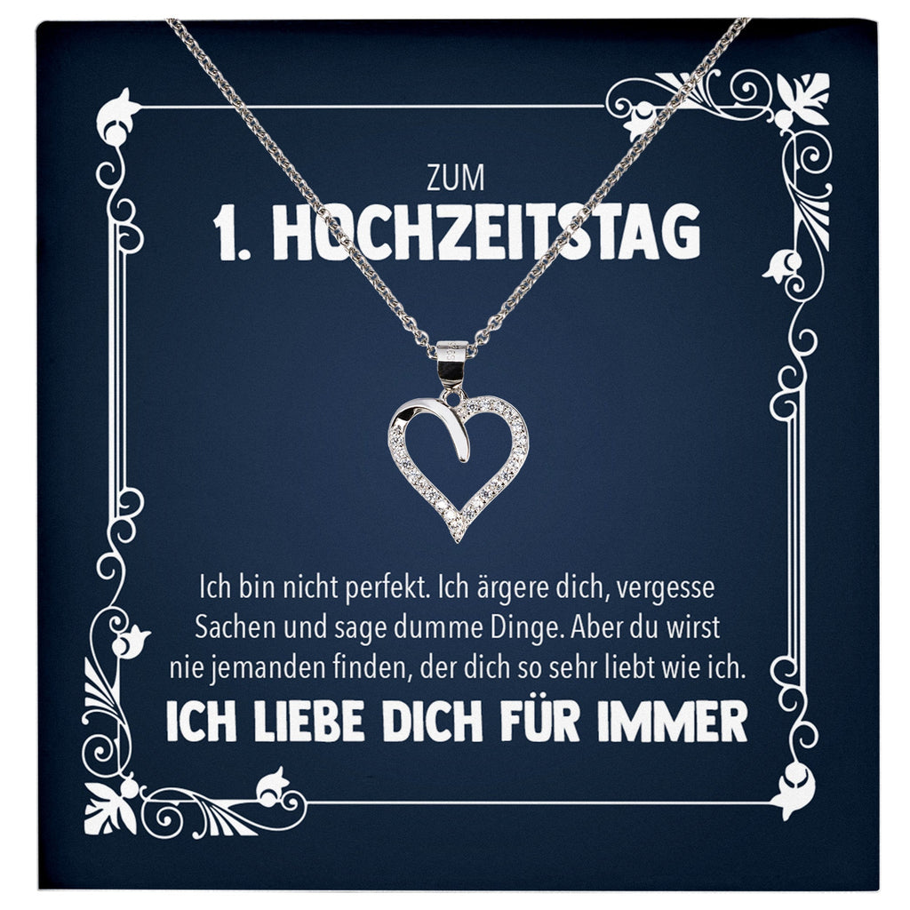 22Feels® Ehefrau zum Hochzeitstag Geschenk Ich Liebe Dich Frauen Schmuck Silber 925/000 Herz Halskette Damen Collier mit 23 Zirkonia Steinen-Schmuck mit Botschaftskarte - Herz21-22Feels