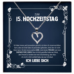 22Feels® Ehefrau Hochzeitstag Geschenk Ich Liebe Dich Frauen Schmuck Silber 925/000 Herz Halskette Damen Collier mit 23 Zirkonia Steinen-Schmuck mit Botschaftskarte - Herz21-22Feels