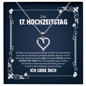 22Feels® Ehefrau Hochzeitstag Geschenk Ich Liebe Dich Frauen Schmuck Silber 925/000 Herz Halskette Damen Collier mit 23 Zirkonia Steinen-Schmuck mit Botschaftskarte - Herz21-22Feels