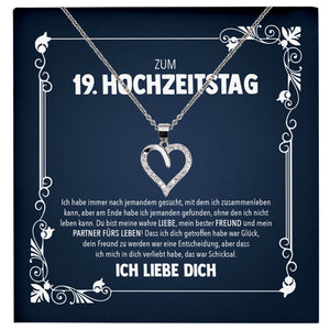 22Feels® Ehefrau Hochzeitstag Geschenk Ich Liebe Dich Frauen Schmuck Silber 925/000 Herz Halskette Damen Collier mit 23 Zirkonia Steinen-Schmuck mit Botschaftskarte - Herz21-22Feels