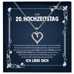 22Feels® Ehefrau Hochzeitstag Geschenk Ich Liebe Dich Frauen Schmuck Silber 925/000 Herz Halskette Damen Collier mit 23 Zirkonia Steinen-Schmuck mit Botschaftskarte - Herz21-22Feels