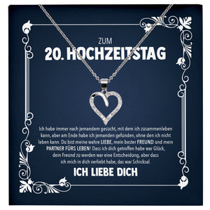 22Feels® Ehefrau Hochzeitstag Geschenk Ich Liebe Dich Frauen Schmuck Silber 925/000 Herz Halskette Damen Collier mit 23 Zirkonia Steinen-Schmuck mit Botschaftskarte - Herz21-22Feels