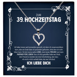 22Feels® Ehefrau Hochzeitstag Geschenk Ich Liebe Dich Frauen Schmuck Silber 925/000 Herz Halskette Damen Collier mit 23 Zirkonia Steinen-Schmuck mit Botschaftskarte - Herz21-22Feels