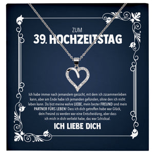 22Feels® Ehefrau Hochzeitstag Geschenk Ich Liebe Dich Frauen Schmuck Silber 925/000 Herz Halskette Damen Collier mit 23 Zirkonia Steinen-Schmuck mit Botschaftskarte - Herz21-22Feels