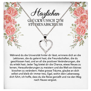 22Feels® Studienabschluss Geschenk Silber 925 Herz Halskette mit Karte Uni Studentin Glückwunsch Frauen Schmuck Bachelor Master Doktortitel Absolvia-Schmuck mit Botschaftskarte - Herz21-22Feels