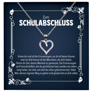 22Feels® Schulabschluss Geschenk Mädchen Silber 925 Herz Halskette mit Karte Abiturientin Glückwunsch Frauen Schmuck Realschule Gymnasium-Schmuck mit Botschaftskarte - Herz21-22Feels