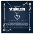 22Feels® Schulabschluss Geschenk Mädchen Silber 925 Herz Halskette mit Karte Abiturientin Glückwunsch Frauen Schmuck Realschule Gymnasium-Schmuck mit Botschaftskarte - Herz21-22Feels