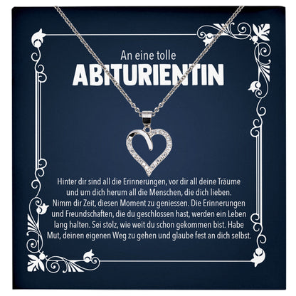 22Feels® Abitur Geschenk Mädchen Silber 925 Herz Halskette mit Karte Abiturientin Glückwunsch Frauen Schmuck Gymnasium Schulabschluss-Schmuck mit Botschaftskarte - Herz21-22Feels