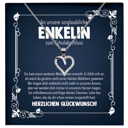 22Feels® Unsere Enkelin Schulabschluss Geschenk Mädchen Silber 925 Herz Halskette Karte Abiturientin Glückwunsch Frauen Schmuck Realschule Gymnasium-Schmuck mit Botschaftskarte - Herz21-22Feels