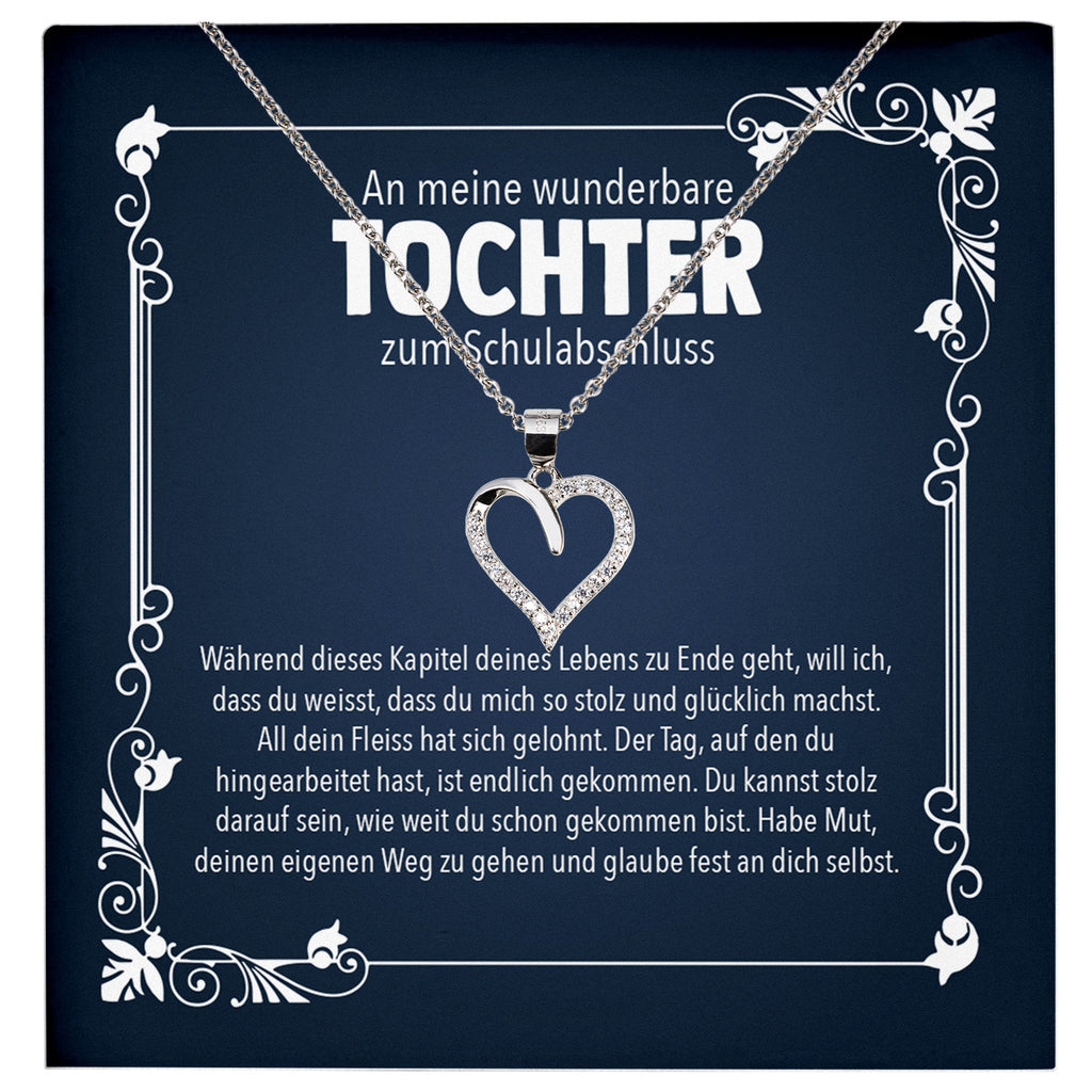 22Feels® Meine Tochter Schulabschluss Geschenk Mädchen Silber 925 Herz Halskette Karte Abiturientin Glückwunsch Frauen Schmuck Realschule Gymnasium-Schmuck mit Botschaftskarte - Herz21-22Feels