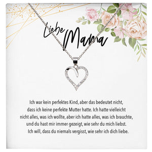 22Feels® Liebe Mama Geschenk Silber 925/000 Herz Halskette Muttertag Frauen Schmuck mit Karte Mutter Geburtstag Weihnachten Damen Collier Eltern-Schmuck mit Botschaftskarte - Herz21-22Feels