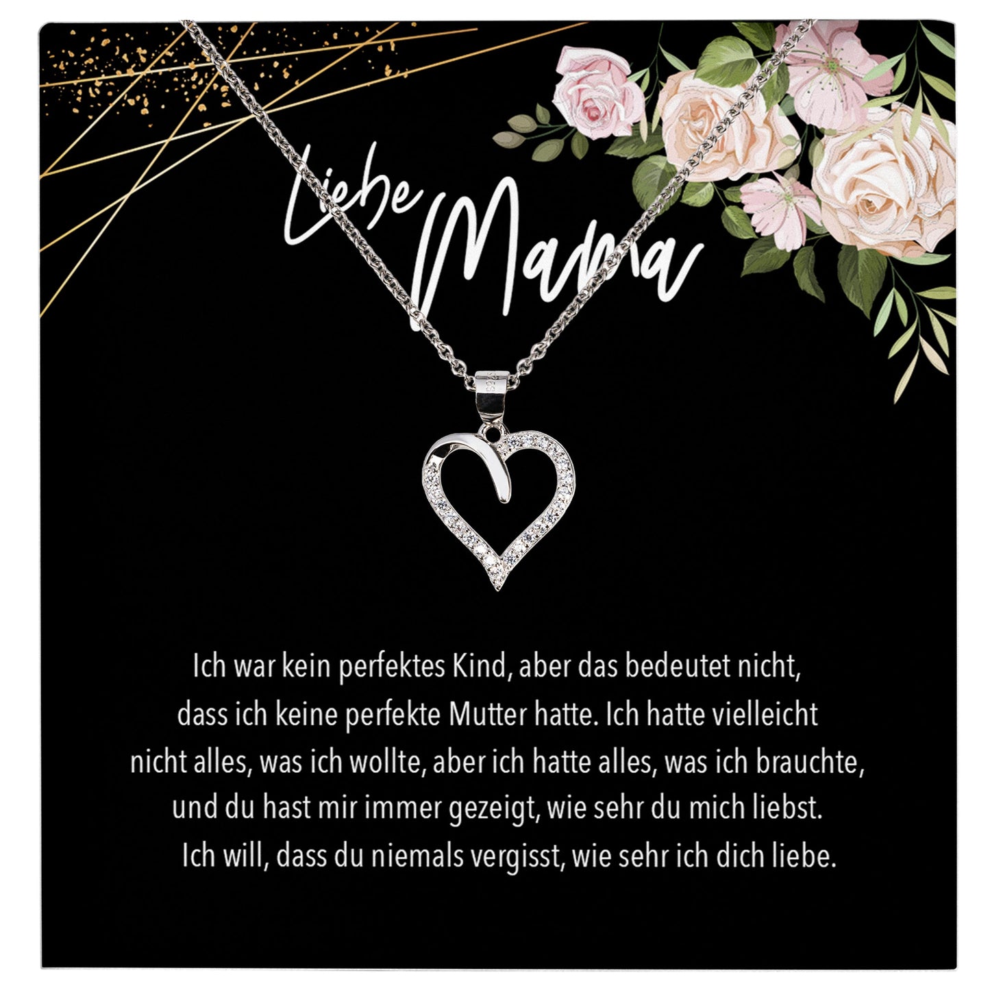 22Feels® Liebe Mama Geschenk Silber 925/000 Herz Halskette Muttertag Frauen Schmuck mit Karte Mutter Geburtstag Weihnachten Damen Collier Eltern-Schmuck mit Botschaftskarte - Herz21-22Feels