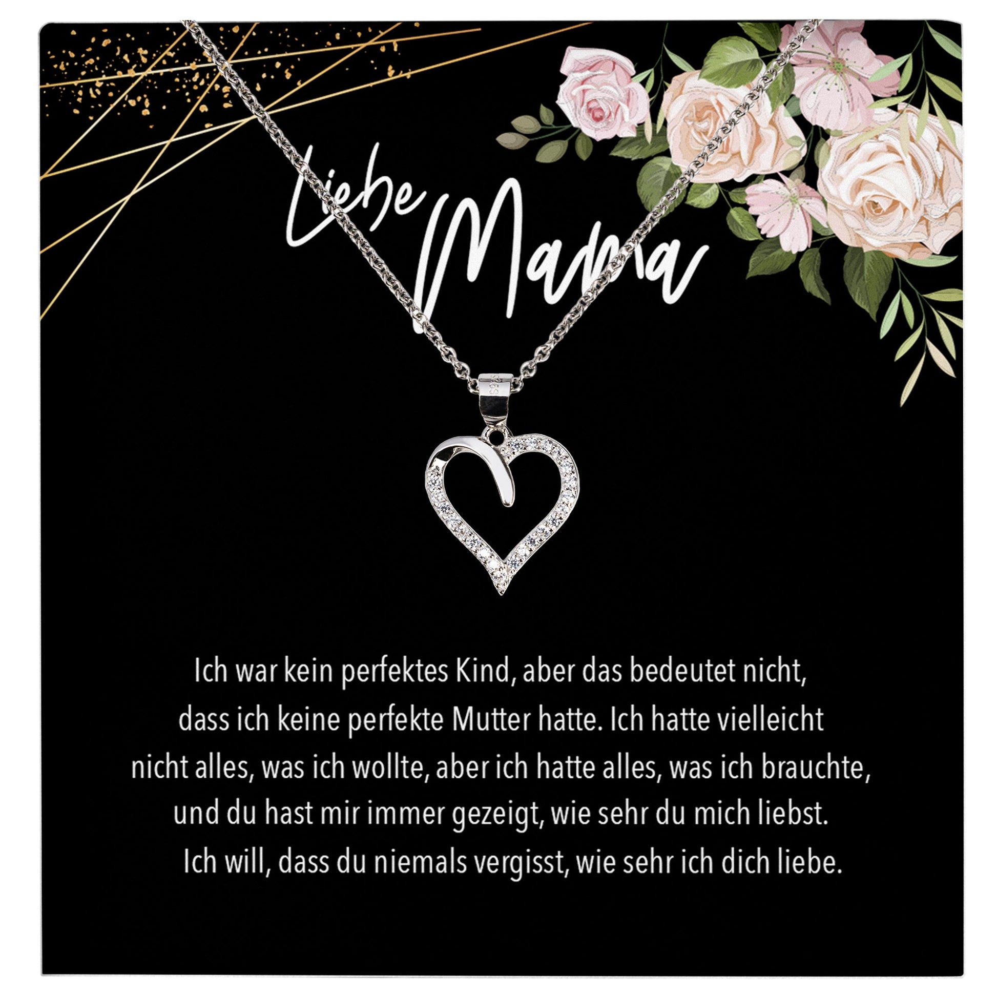 22Feels® Liebe Mama Geschenk Silber 925/000 Herz Halskette Muttertag Frauen Schmuck mit Karte Mutter Geburtstag Weihnachten Damen Collier Eltern-Schmuck mit Botschaftskarte - Herz21-22Feels