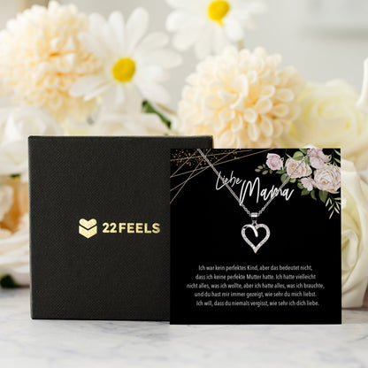 22Feels® Liebe Mama Geschenk Silber 925/000 Herz Halskette Muttertag Frauen Schmuck mit Karte Mutter Geburtstag Weihnachten Damen Collier Eltern-Schmuck mit Botschaftskarte - Herz21-22Feels