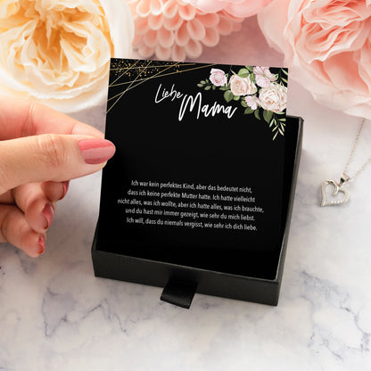 22Feels® Liebe Mama Geschenk Silber 925/000 Herz Halskette Muttertag Frauen Schmuck mit Karte Mutter Geburtstag Weihnachten Damen Collier Eltern-Schmuck mit Botschaftskarte - Herz21-22Feels