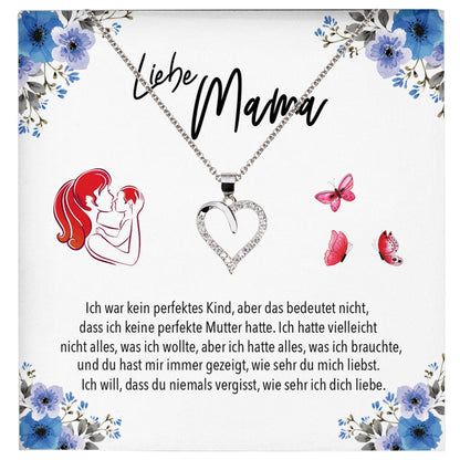 22Feels® Liebe Mama Geschenk Silber 925/000 Herz Halskette Muttertag Frauen Schmuck mit Karte Mutter Geburtstag Weihnachten Damen Collier Eltern-Schmuck mit Botschaftskarte - Herz21-22Feels