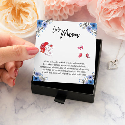22Feels® Liebe Mama Geschenk Silber 925/000 Herz Halskette Muttertag Frauen Schmuck mit Karte Mutter Geburtstag Weihnachten Damen Collier Eltern-Schmuck mit Botschaftskarte - Herz21-22Feels