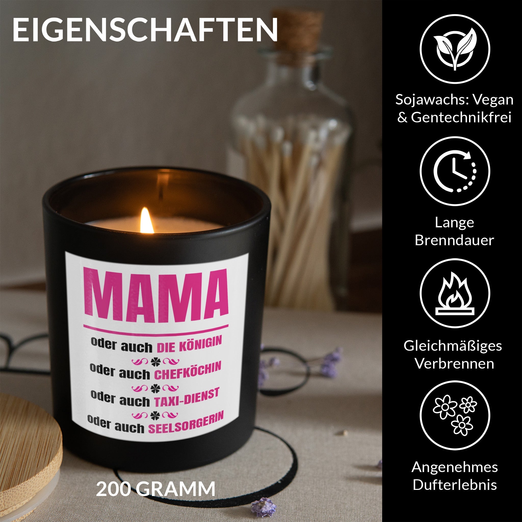 22Feels® Mama Geschenk HANDGEMACHTE Sojawachs Duft-Kerze im Glas (ZITRUS, VEGAN)-Spruchkerzen B1K1-22Feels