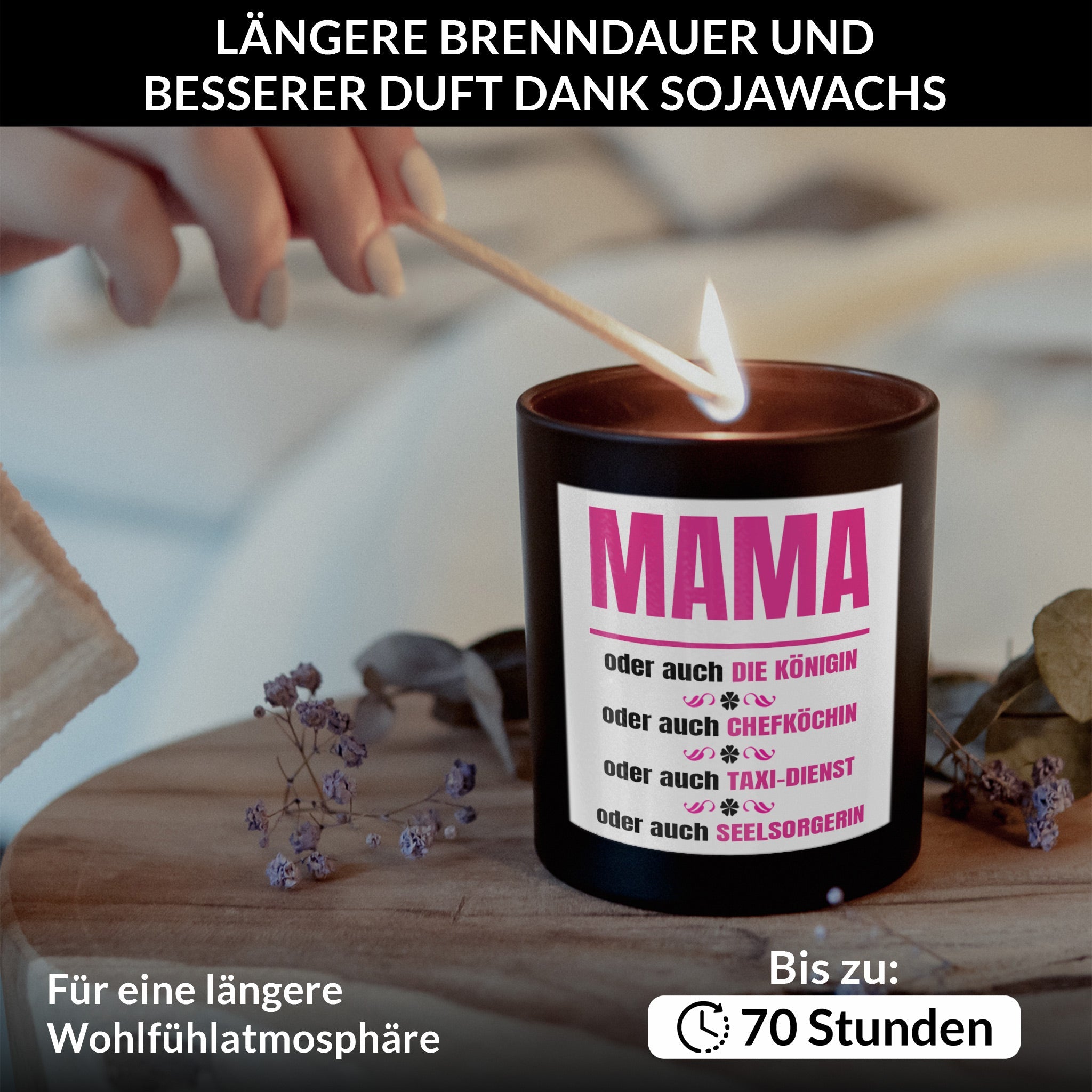 22Feels® Mama Geschenk HANDGEMACHTE Sojawachs Duft-Kerze im Glas (ZITRUS, VEGAN)-Spruchkerzen B1K1-22Feels