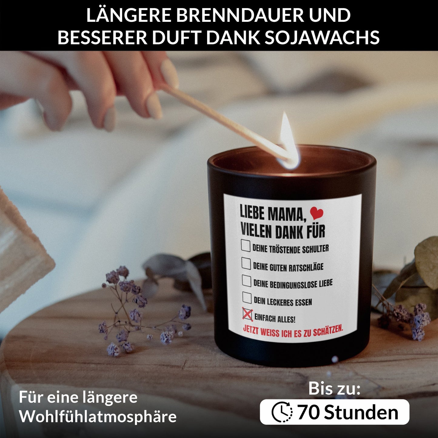 22Feels® Mama Geschenk HANDGEMACHTE Sojawachs Duft-Kerze im Glas (ZITRUS, VEGAN)-Spruchkerzen B1K1-22Feels