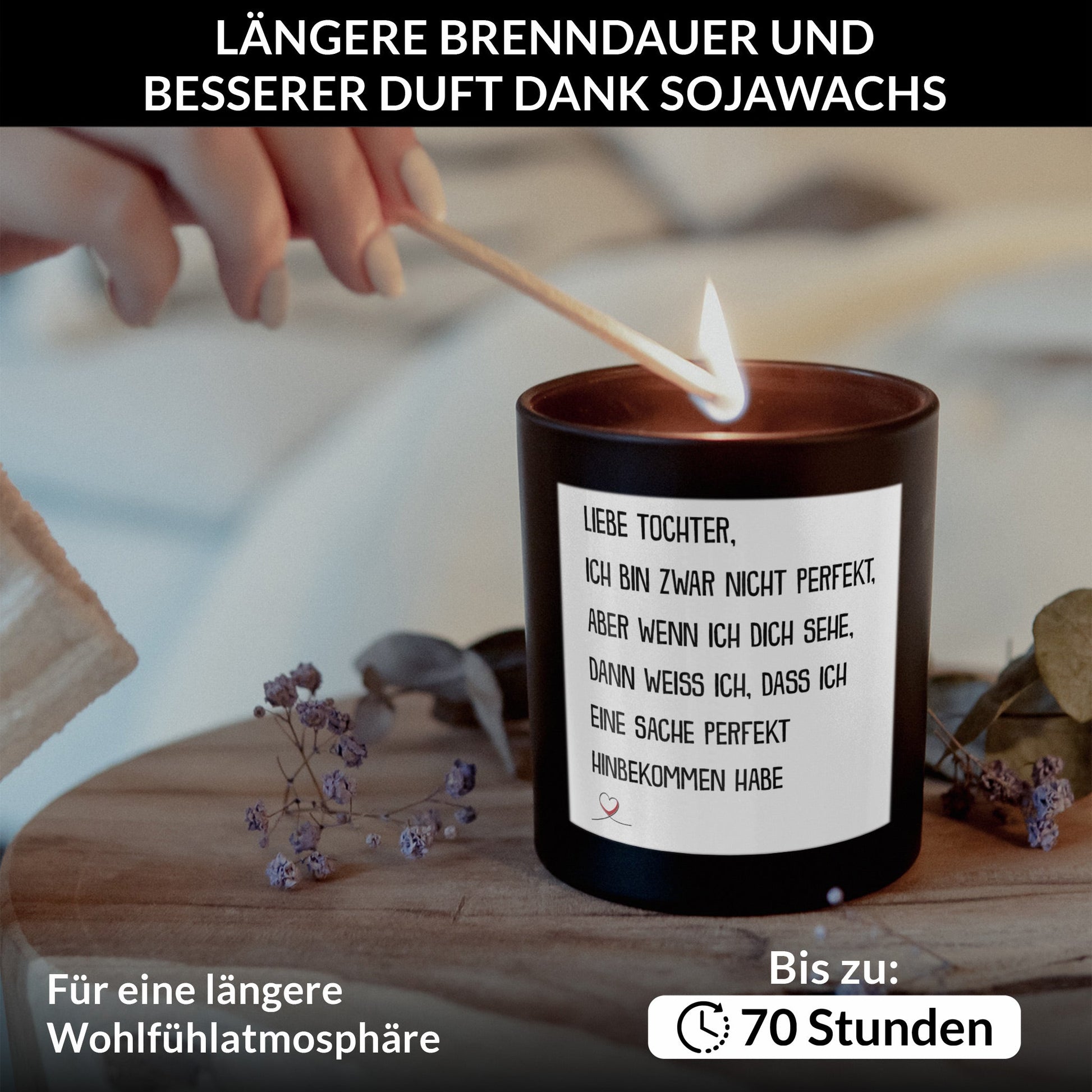 22Feels® Tochter Geschenk HANDGEMACHTE Sojawachs Duft-Kerze im Glas (ZITRUS, VEGAN)-Spruchkerzen B1K1-22Feels