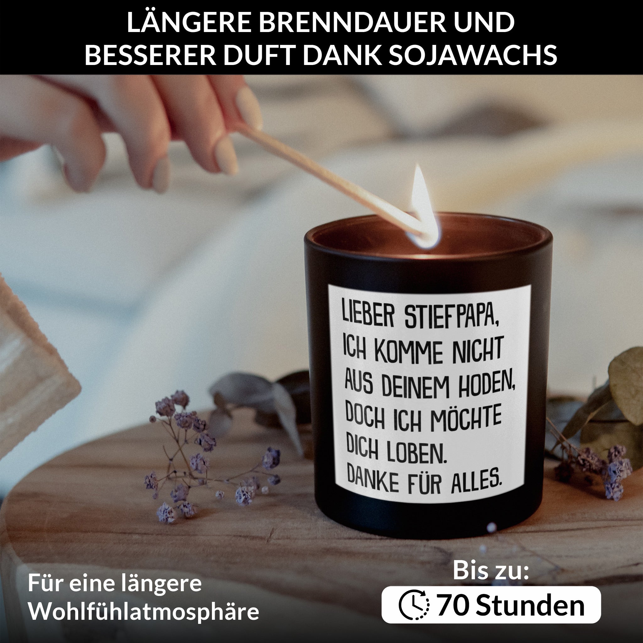 22Feels® Stiefpapa Geschenk HANDGEMACHTE Sojawachs Duft-Kerze im Glas (ZITRUS, VEGAN)-Spruchkerzen B1K1-22Feels