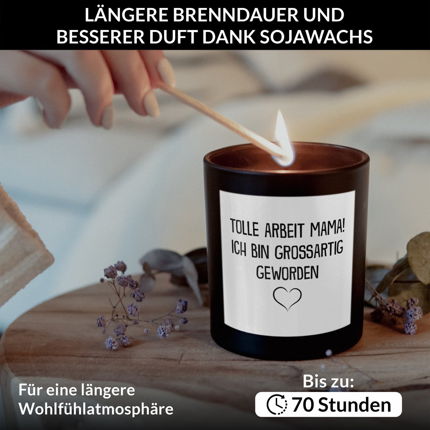22Feels® Mama Geschenk HANDGEMACHTE Sojawachs Duft-Kerze im Glas (ZITRUS, VEGAN)-Spruchkerzen B1K1-22Feels