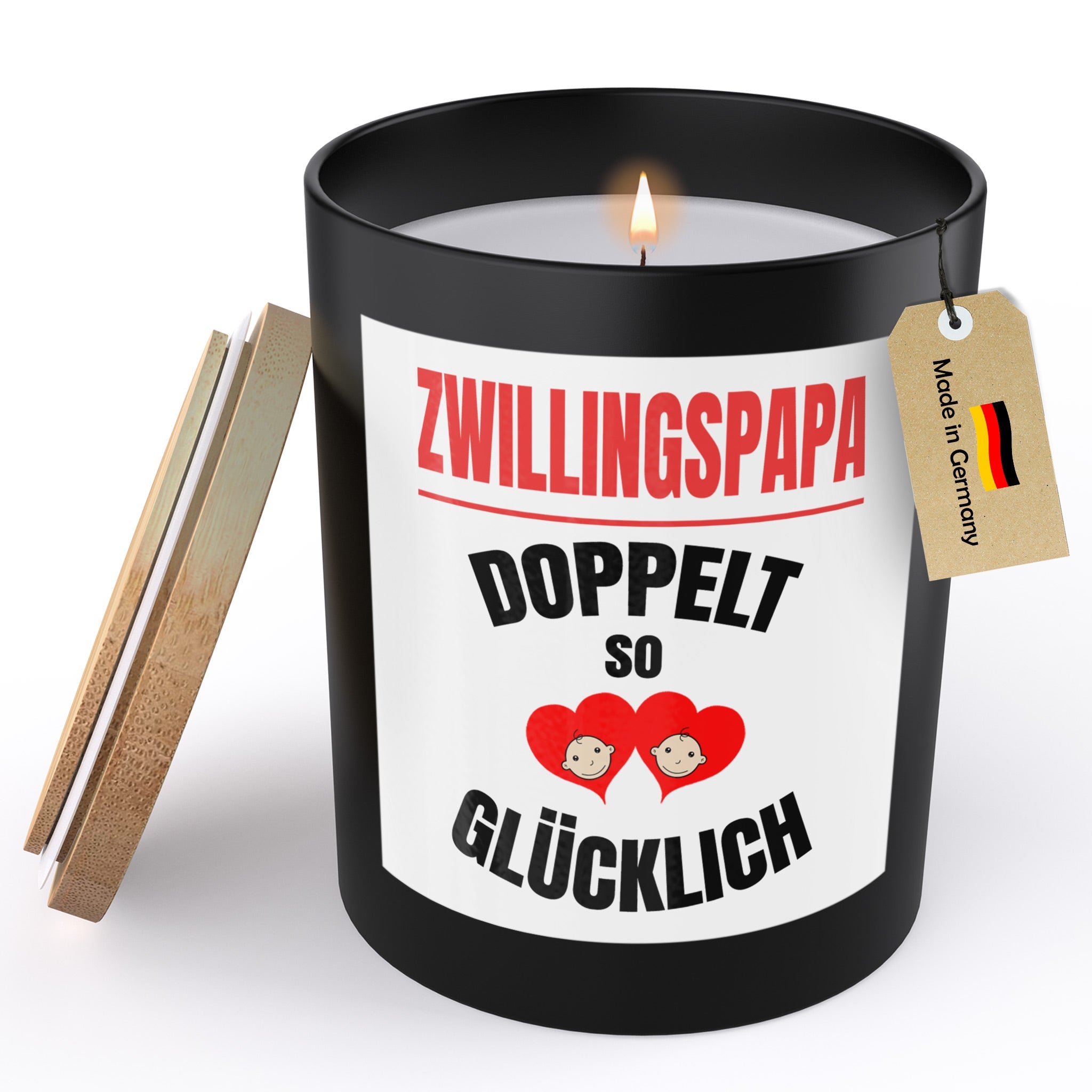 22Feels® Zwillingspapa Geschenk HANDGEMACHTE Sojawachs Duft-Kerze im Glas (ZITRUS, VEGAN)-Spruchkerzen B1K1-22Feels