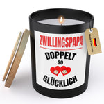 22Feels® Zwillingspapa Geschenk HANDGEMACHTE Sojawachs Duft-Kerze im Glas (ZITRUS, VEGAN)-Spruchkerzen B1K1-22Feels