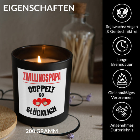 22Feels® Zwillingspapa Geschenk HANDGEMACHTE Sojawachs Duft-Kerze im Glas (ZITRUS, VEGAN)-Spruchkerzen B1K1-22Feels