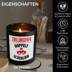 22Feels® Zwillingspapa Geschenk HANDGEMACHTE Sojawachs Duft-Kerze im Glas (ZITRUS, VEGAN)-Spruchkerzen B1K1-22Feels