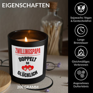 22Feels® Zwillingspapa Geschenk HANDGEMACHTE Sojawachs Duft-Kerze im Glas (ZITRUS, VEGAN)-Spruchkerzen B1K1-22Feels
