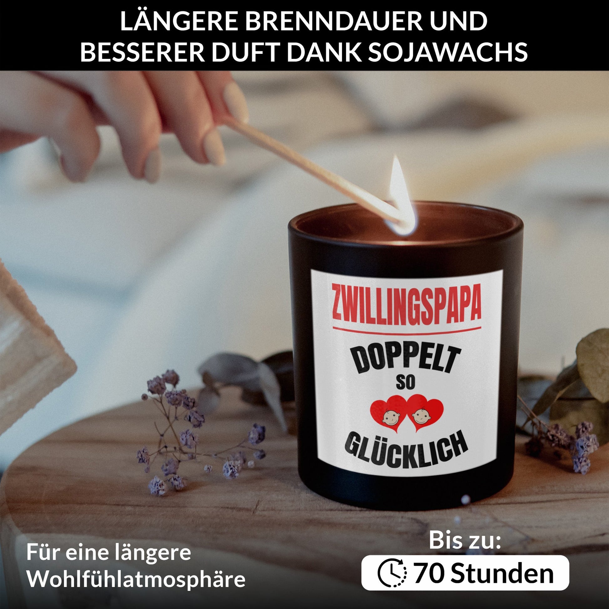 22Feels® Zwillingspapa Geschenk HANDGEMACHTE Sojawachs Duft-Kerze im Glas (ZITRUS, VEGAN)-Spruchkerzen B1K1-22Feels