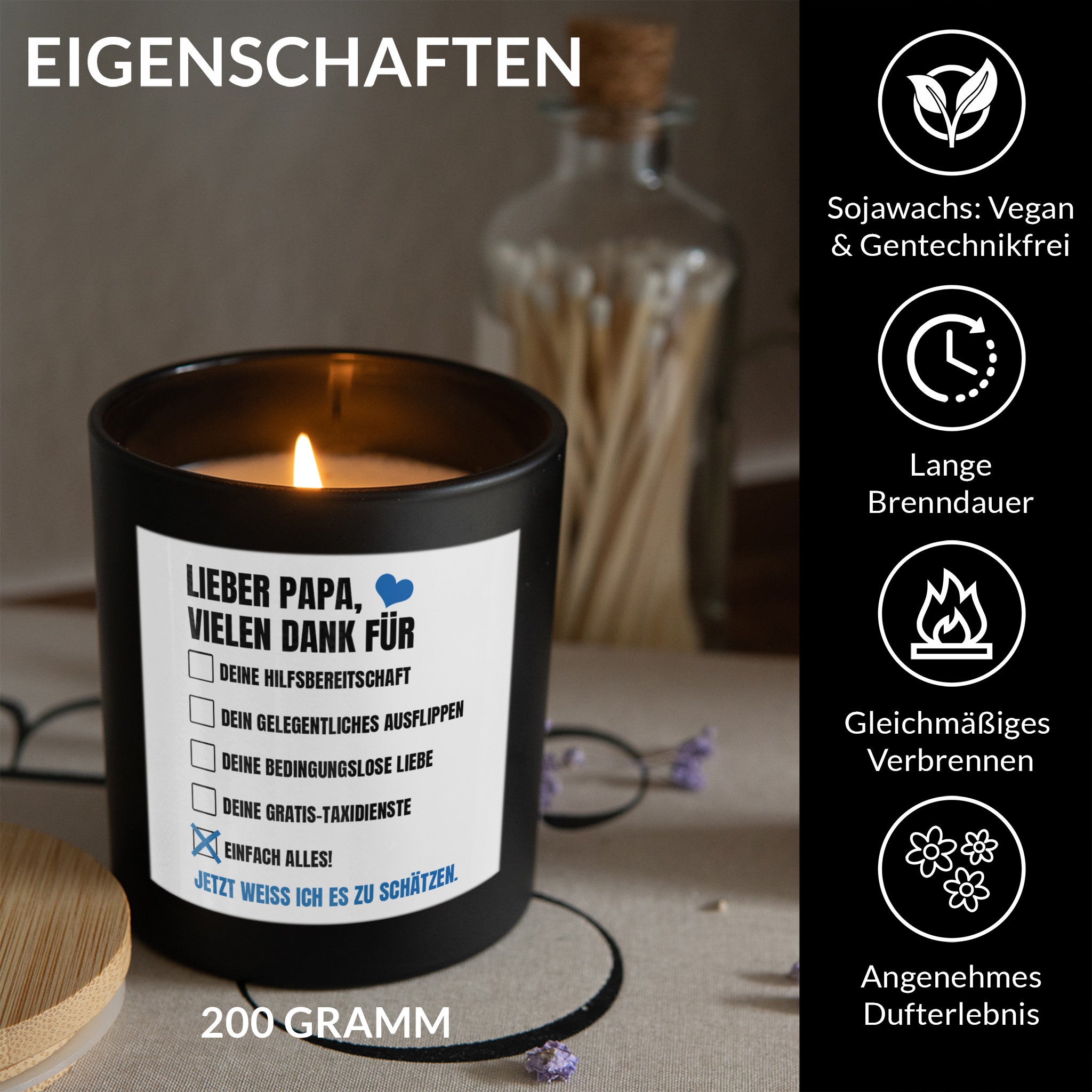 22Feels® Papa Geschenk HANDGEMACHTE Sojawachs Duft-Kerze im Glas (ZITRUS, VEGAN)-Spruchkerzen B1K1-22Feels