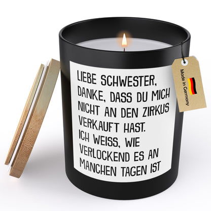 22Feels® Schwester Geschenk HANDGEMACHTE Sojawachs Duft-Kerze im Glas (ZITRUS, VEGAN)-Spruchkerzen B1K1-22Feels