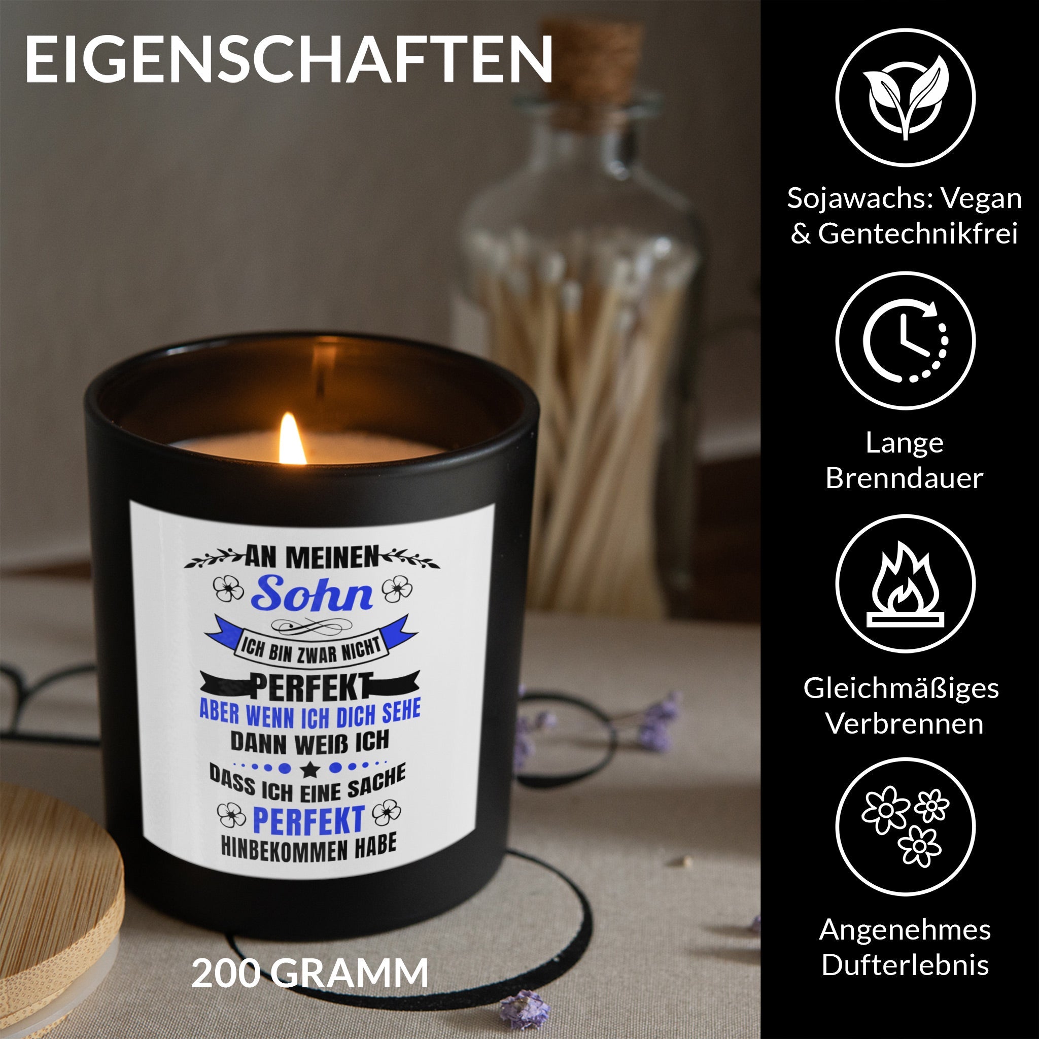 22Feels® Sohn Geschenk HANDGEMACHTE Sojawachs Duft-Kerze im Glas (ZITRUS, VEGAN)-Spruchkerzen B1K1-22Feels