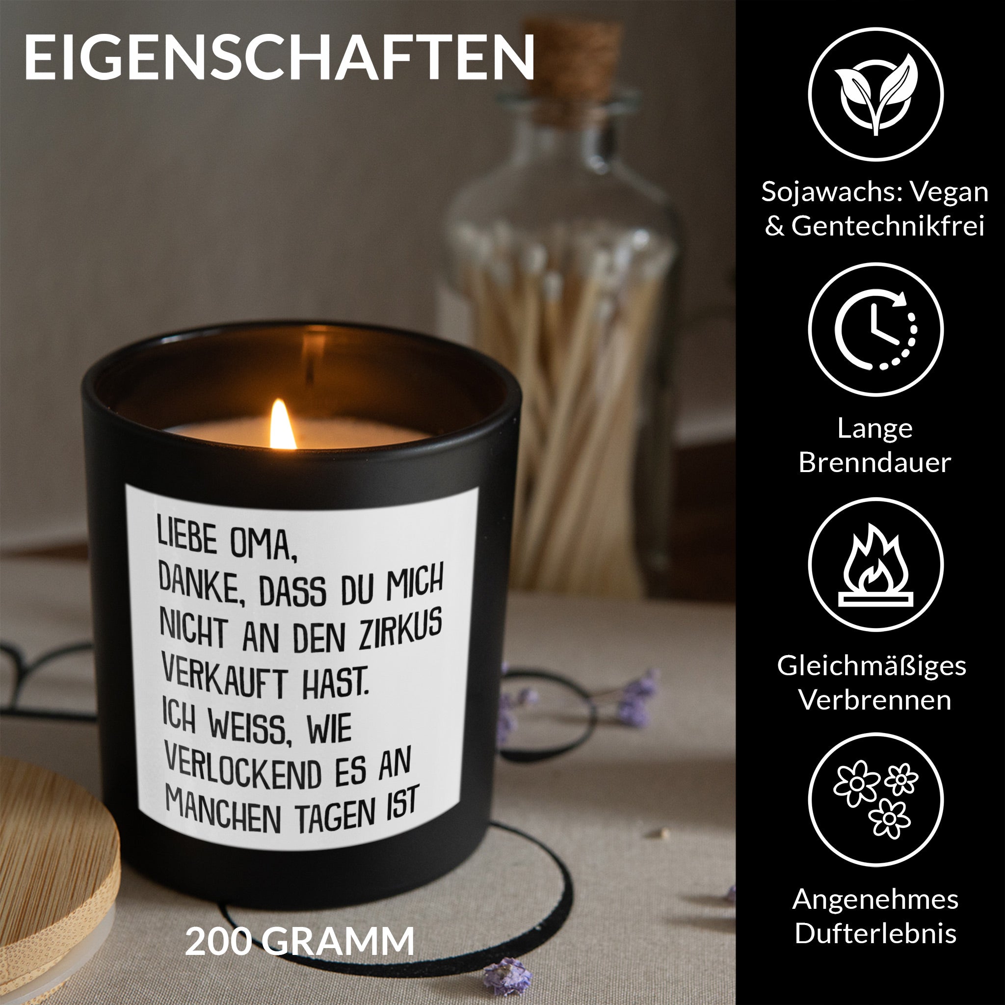 22Feels® Oma Geschenk HANDGEMACHTE Sojawachs Duft-Kerze im Glas (ZITRUS, VEGAN)-Spruchkerzen B1K1-22Feels