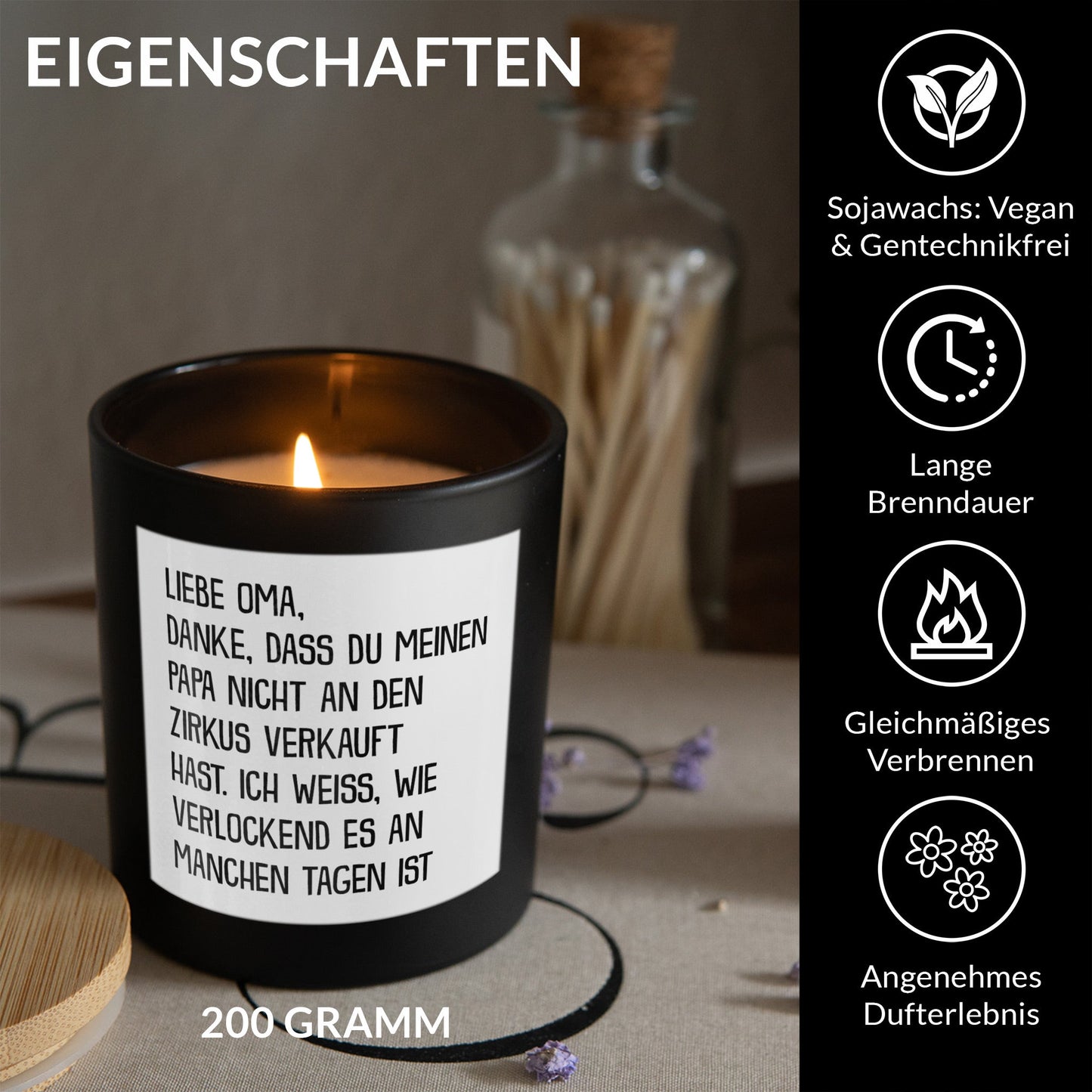 22Feels® Oma Geschenk HANDGEMACHTE Sojawachs Duft-Kerze im Glas (ZITRUS, VEGAN)-Spruchkerzen B1K1-22Feels