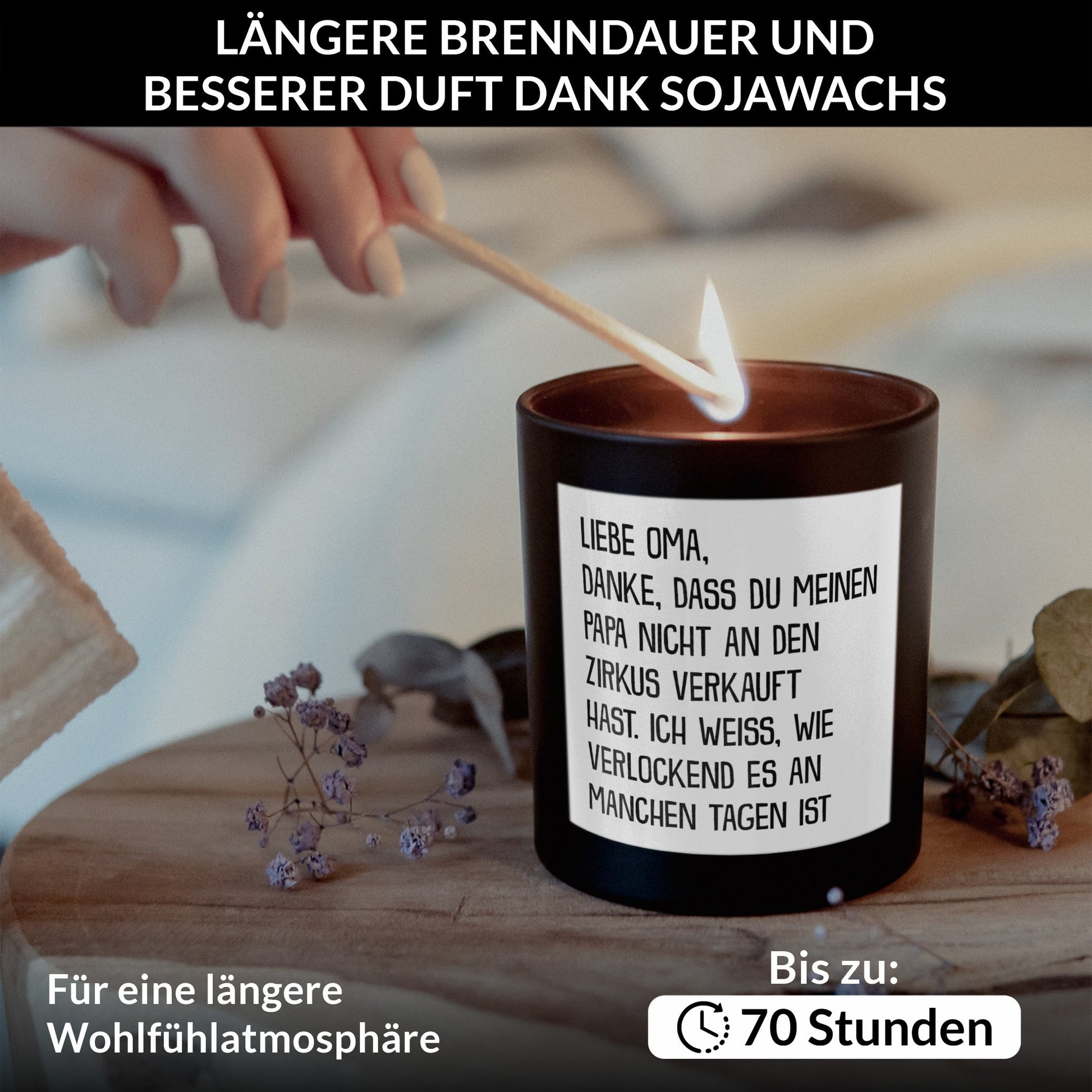 22Feels® Oma Geschenk HANDGEMACHTE Sojawachs Duft-Kerze im Glas (ZITRUS, VEGAN)-Spruchkerzen B1K1-22Feels