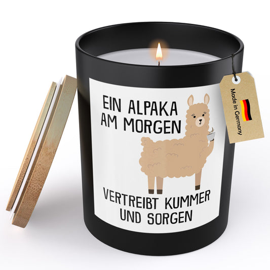 22Feels® Lustige Spruchkerze Frauen Alpaka Geschenk HANDGEMACHTE Sojawachs Duft-Kerze im Glas (ZITRUS, VEGAN)-Spruchkerzen B1K1-22Feels