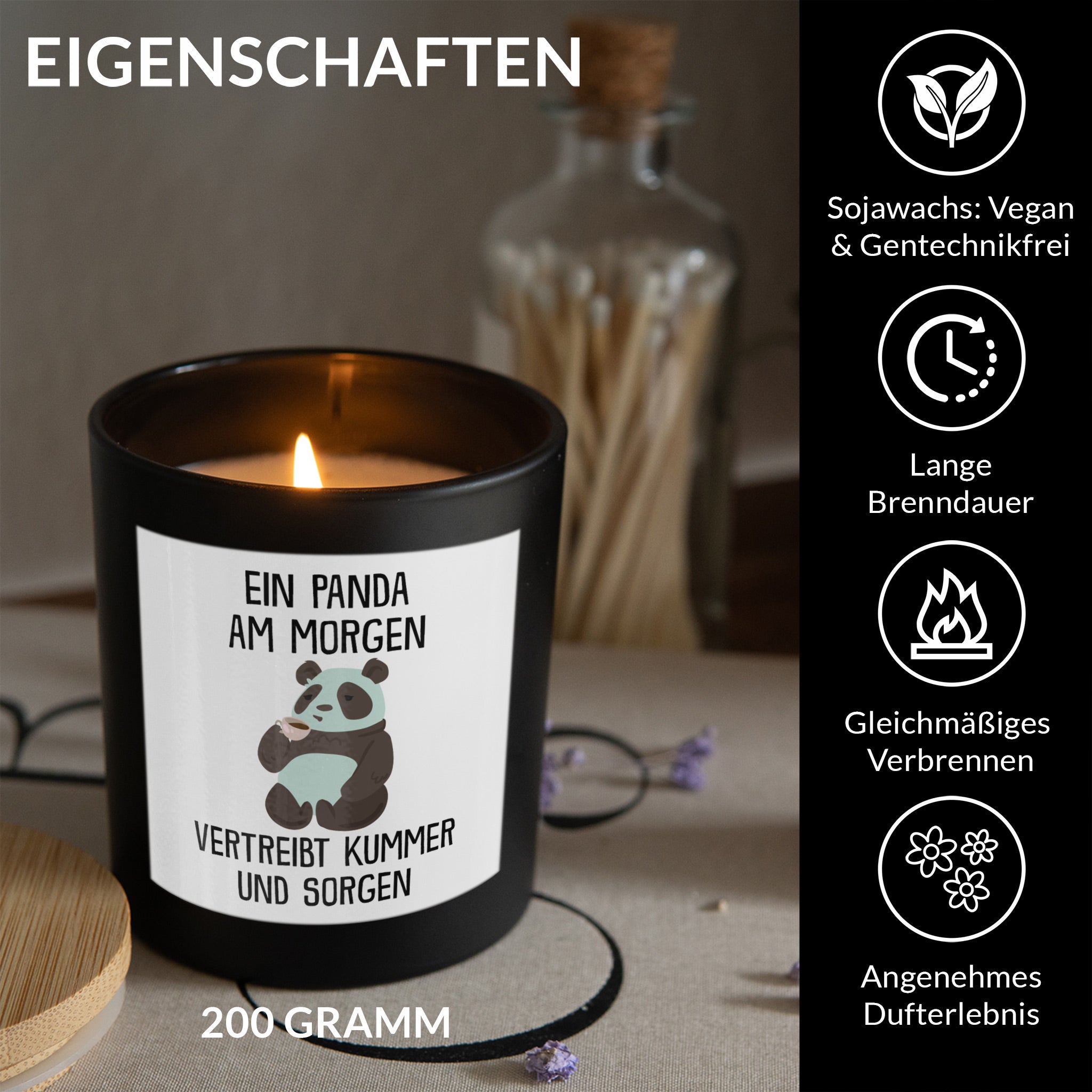 22Feels® Lustige Spruchkerze Frauen Panda Geschenk HANDGEMACHTE Sojawachs Duft-Kerze im Glas (ZITRUS, VEGAN)-Spruchkerzen B1K1-22Feels