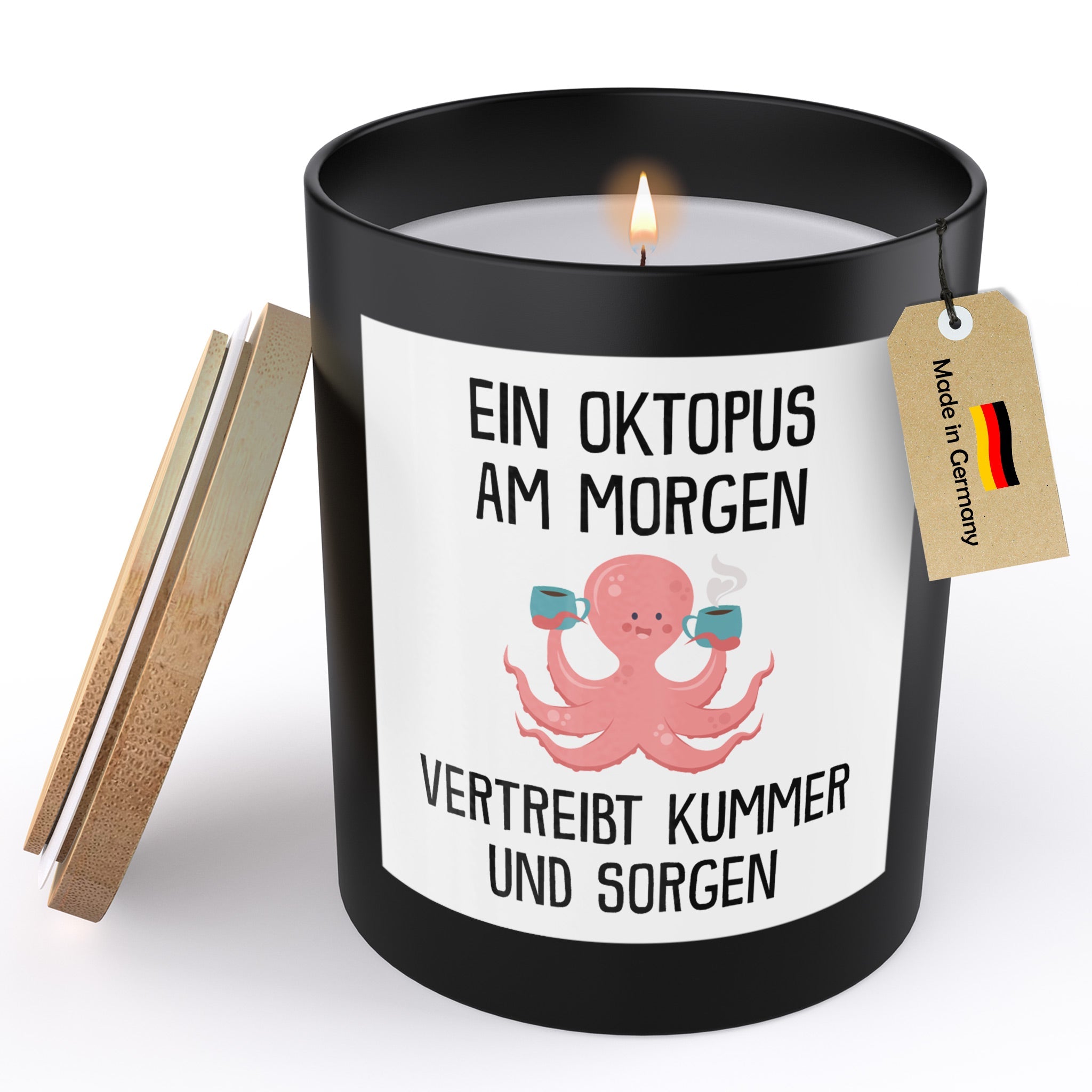 22Feels® Lustige Spruchkerze Frauen Oktopus Geschenk HANDGEMACHTE Sojawachs Duft-Kerze im Glas (ZITRUS, VEGAN)-Spruchkerzen B1K1-22Feels